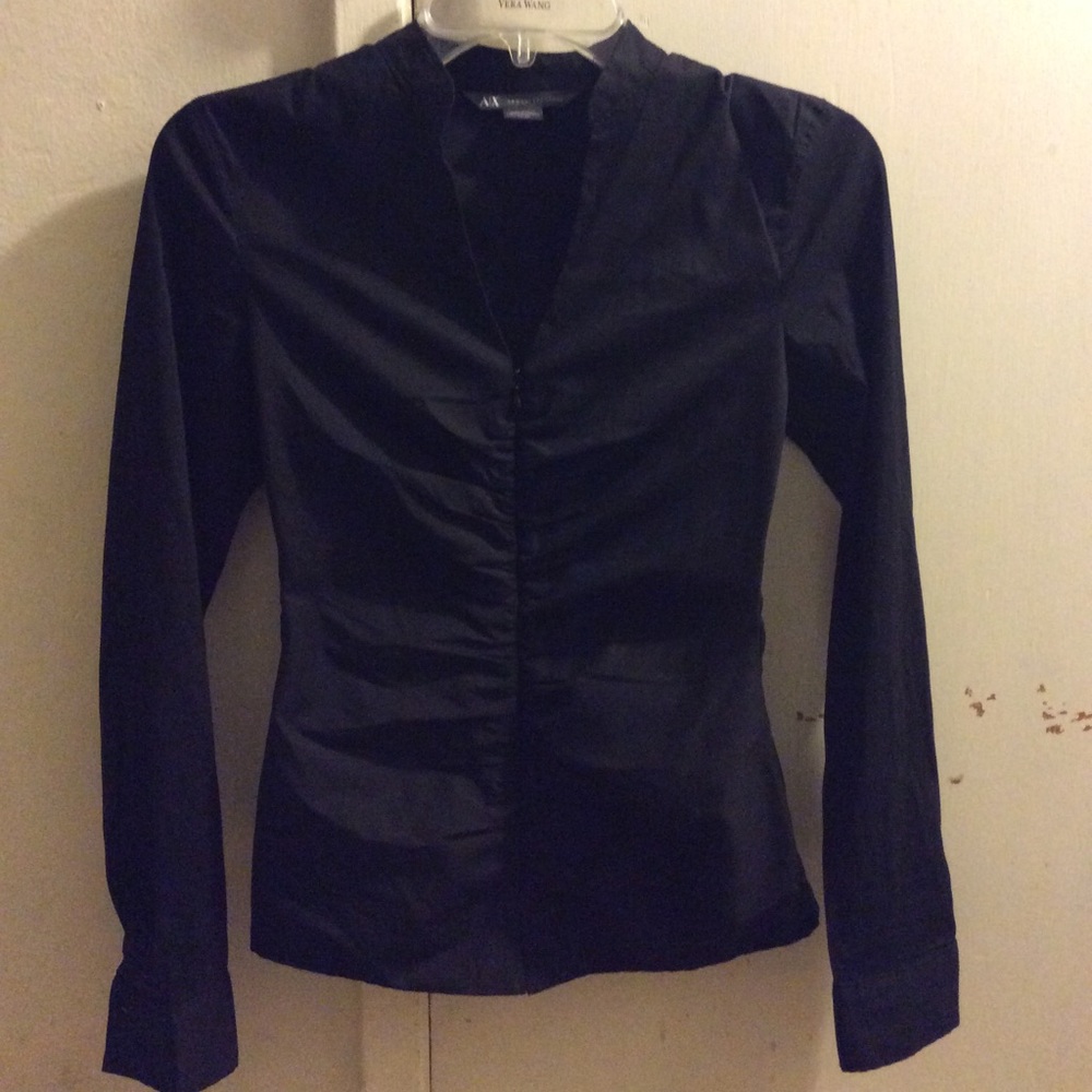 Armani new without tags zip down career blouse! XS